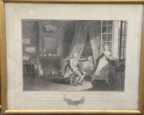 After Watteau La Partie Quarree, Le Plaisir Pastorale & Alte & 3 other prints.,